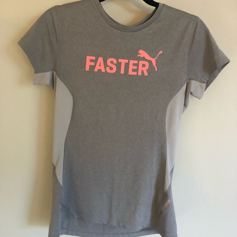Puma Running Gray Short Sleeve Shirt Size S